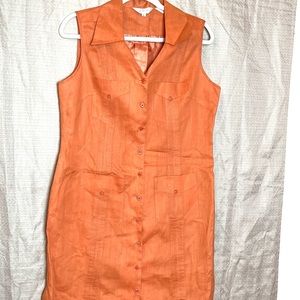 Guayabera dress no sleeves 100 linen large